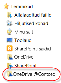 Sünkroonitud OneDrive for Businessi kaust File Exploreris