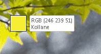 Pipeti abil valitud RGB-värvide arvud