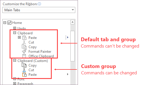 Custom group of commands