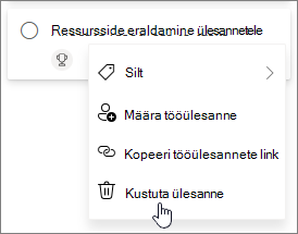 Tööülesande kustutamine Planner