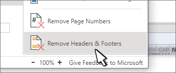 Remove headers and footers button