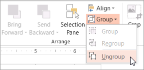 Selecting Ungroup on the Group menu