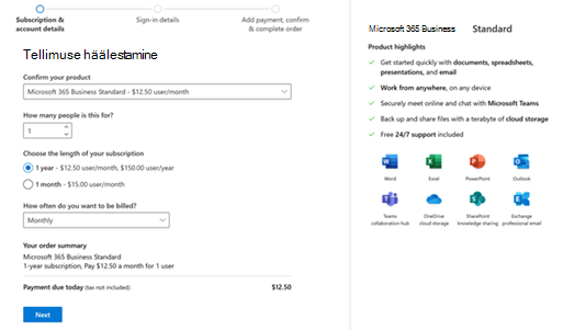 Microsoft 365 Businessi tellimuse ostmine