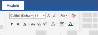 Text formatting options on the Word ribbon
