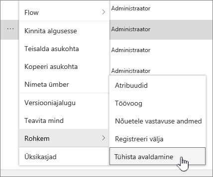 Klõpsake nuppu Tühista avaldamine