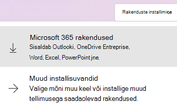 Rakenduste installimine Microsoft365.com