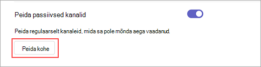 Kuvatõmmis sätete suvandist Peida kohe. Seda kasutatakse vastavalt vajadusele passiivsete kanalite peitmiseks.