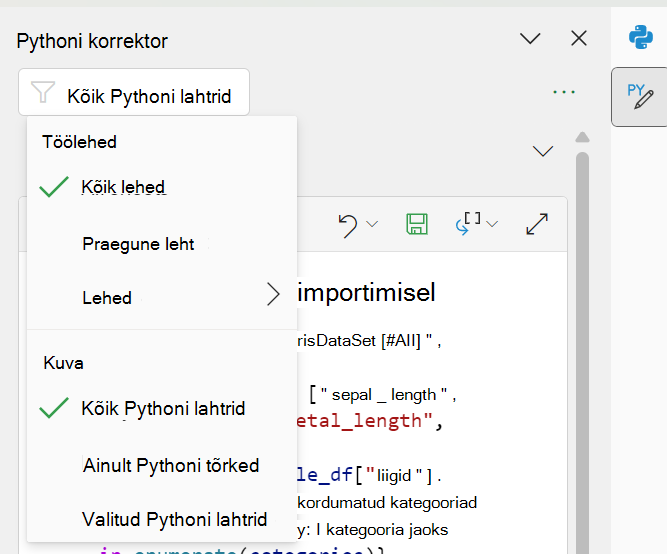 Sisu piiritlemiseks saate kasutada tööpaani ülaosas asuvat filtrit.