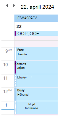 Kontorist väljas Outlooki kalendri värviga enne värskendamist