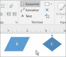 Tööriist Connector ühendatakse kujunditega punktühendusega mõlemast otsast.