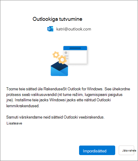 Sätete importimine uude Outlooki Windowsi versiooni