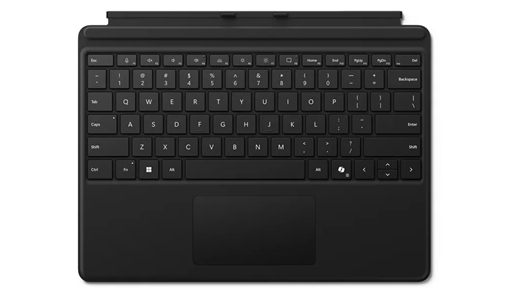 Surface Pro ärirakenduse klaviatuur mustana.