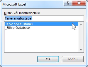 Microsoft Exceli dialoogiboks rakenduses Word