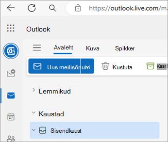 Kuvatõmmis Outlook.com avalehest