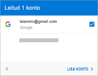 Puudutage nuppu Lisa konto, et lisada Gmaili konto rakendusse