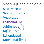 Loendimallide link saidi sätete lehel