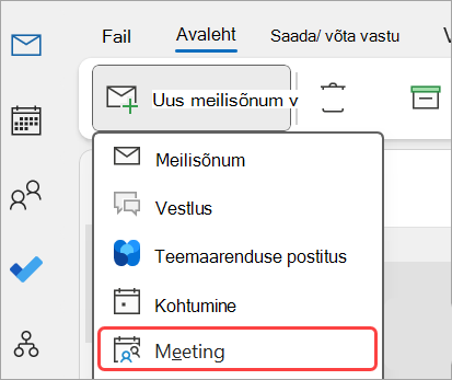 Saate Outlookis lisada uue koosoleku.
