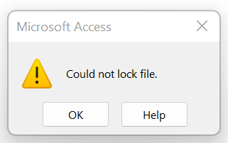 Tõrketeade: faili ei saanud lukustada.