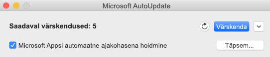 Microsofti automaatvärskenduse aken, kui värskendused on saadaval.