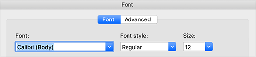 Font selection in dialog