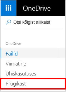 Valik Prügikast OneDrive'is