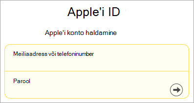 Apple'i ID sisselogimise kuvatõmmis