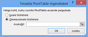 Move PivotTable dialog box