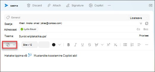 Outlooki Maci versiooni menüüsuvand „Koostage mustand Copilotiga“.