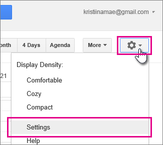google calendar - settings - settings