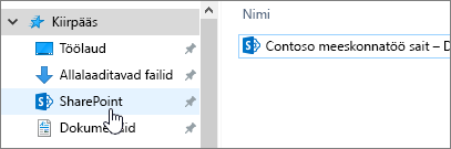 Arvutis SharePointiga sünkroonitud kaust, mille juures on valitud SharePointi kaust.