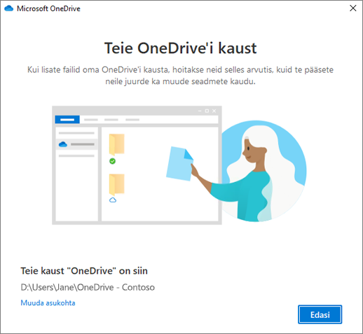 Viisardi "Tere tulemast OneDrive'i" kuva "See on teie OneDrive'i kaust"