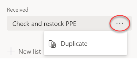 Selecting Duplicate from the menu for a list selected under Received