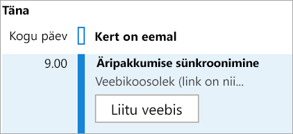 Koosolekutel kuvatakse nupp Liitu ühendusega