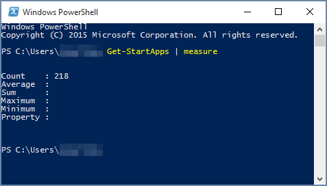 Windows PowerShelli skript koos rakenduste arvuga