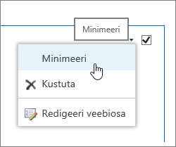 Menüü Veebiosa esiletõstuga käsul Minimeeri