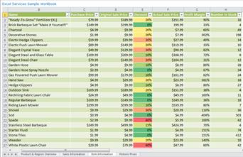 PerformancePointi veebiosas kuvatud teenuse Excel Services aruanne