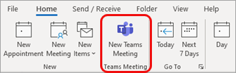 Uus Teams koosolek Outlook