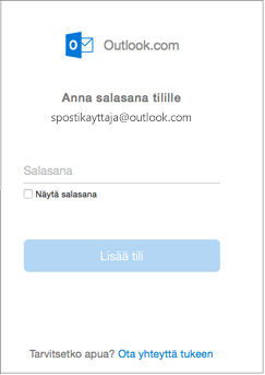 Anna Outlook.com-tilisi salasana