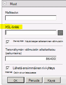 WWW-osien valikon XSL-linkki-ominaisuus