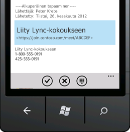 Näyttökuva mobiililaitteen Liity Lync-kokoukseen -ruudusta