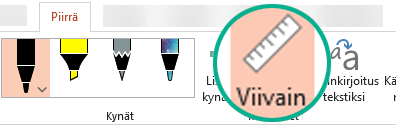 PowerPoint 2016:n Viivain-kaavain on valintanauhan Piirrä-välilehdessä.