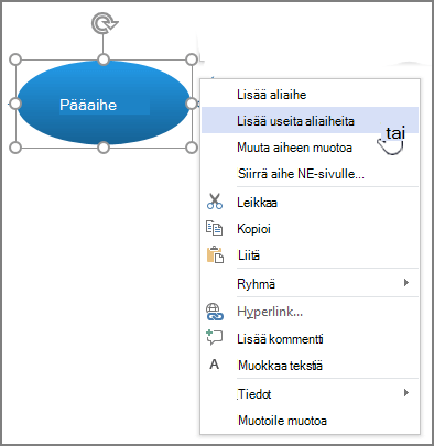 valitse aihe, napsauta hiiren kakkospainikkeella ja valitse Lisää useita aiheita