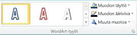 Publisher 2010:n WordArt-tyylit-ryhmä