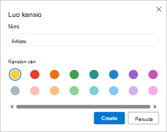 Kirjoita Luo kansio -valintaikkunaan haluamasi kansion nimi.