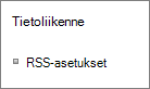 Luetteloviestien (RSS) asetukset