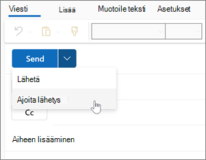 Ajoita lähetys uudessa Outlook for Windowsissa