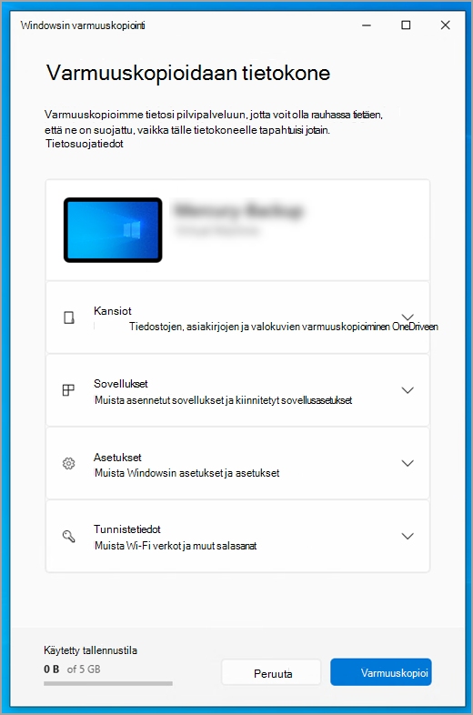 Windowsin varmuuskopiointi Windows 10.