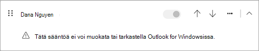 Joitakin perinteisestä Outlookista siirrettyjä asiakaspuolen sääntöjä ei voi muokata tai tarkastella uudessa Outlookissa.