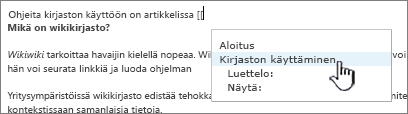 Linkin lisääminen wikiin