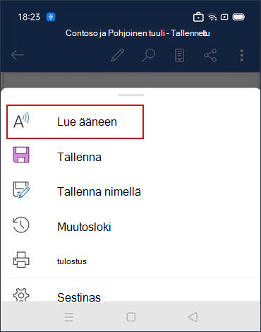 Napauta Lue ääneen